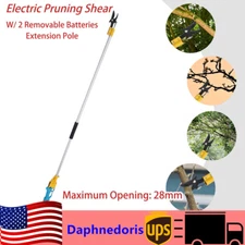 Electric Pruner Cordless Pruning Shears Extension Pole +2 Lithium Battery NEW