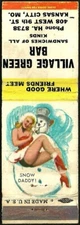 vintage GIRLIE pin-up ~ VILLAGE GREEN BAR ~ matchcover KANSAS CITY, MO missouri