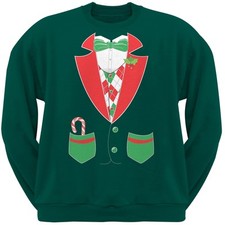 Christmas Tuxedo Costume Dark Green Adult Sweatshirt