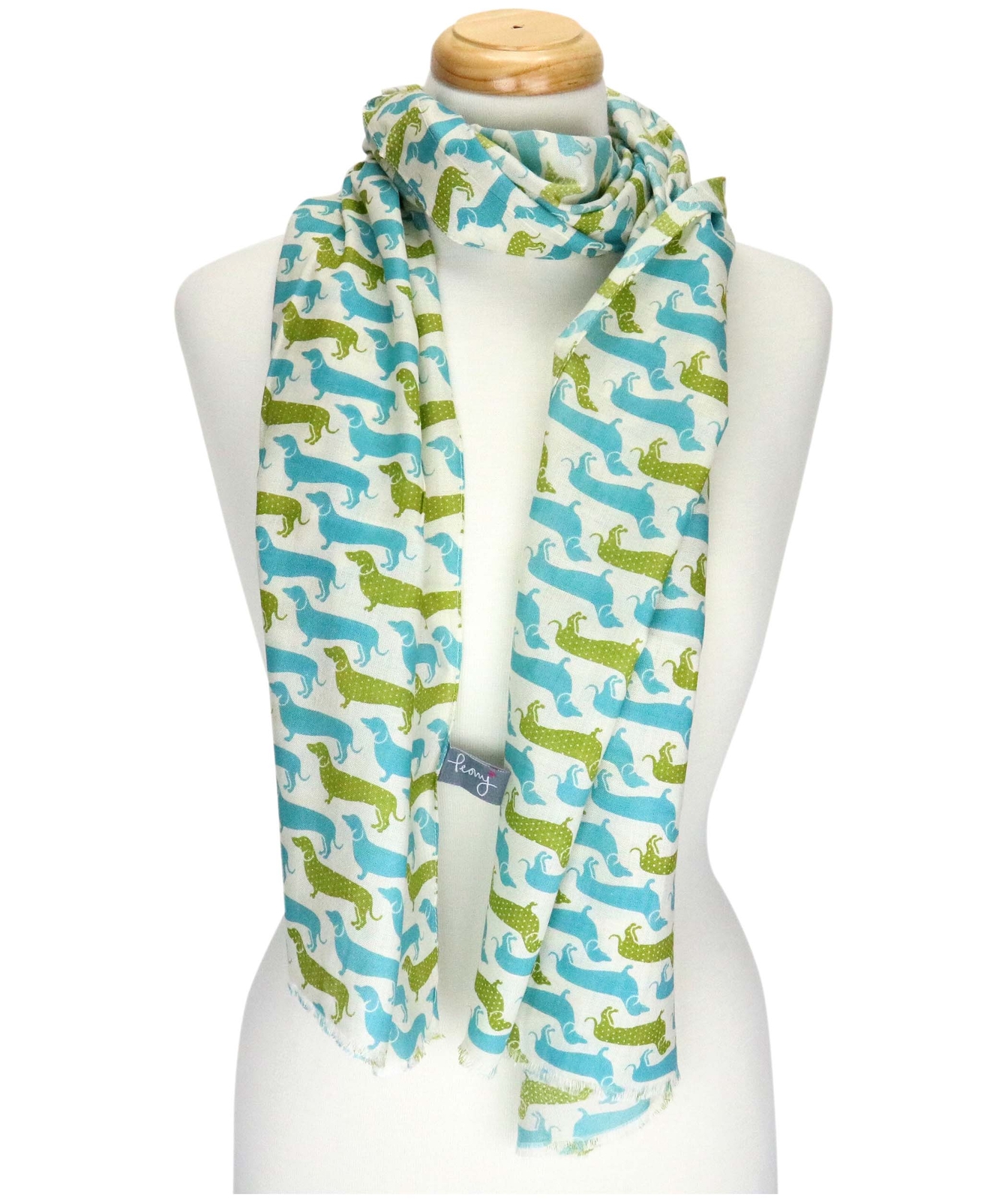 Ladies Green Sausage Dog Scarf from Peony
