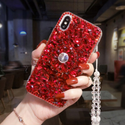 For iPhone 12 Pro Max 11 XS XR 6 7 8 Glitter Bling Diamond Case w/Ring Holder