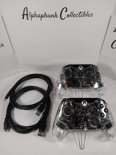 Two Xbox One X/S Wired Controllers PDP Afterglow Green & Red (049-005-1) TESTED