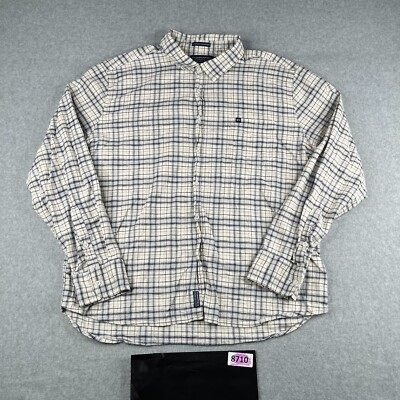 FishHippie Shirt XL Rum Front Collection Gray Ivory Plaid Button Up Long Sleeve