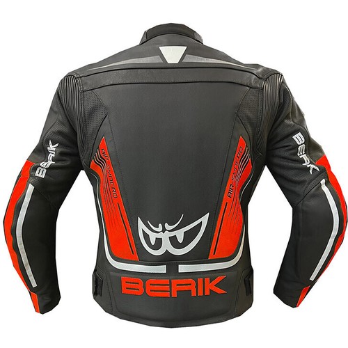 BERIK Giacca Giubbotto Moto Pelle Bovina Protezioni CE Sfodrabile RACING PISTA - Afbeelding 3 van 5