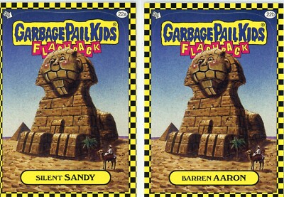Garbage Pail Kids Flashback 1 SILENT SANDY & BARREN AARON 22A/B Base Stickers