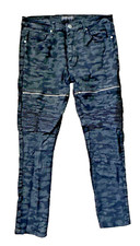 Encrypted Men's Black Camo Slim Fit Moto Jeans Size 38