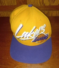 Mitchell & Ness Hardwood Classics Snapback NBA LAKERS Hat Cap Logo'd SpellOut