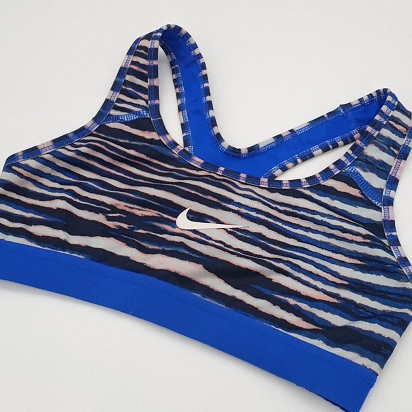 Nike Sports Bra Womens XS Zebra Print Dri-Fit Swoosh Unpadded Blue XS-image