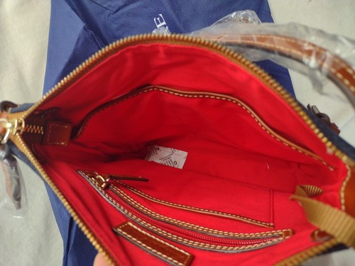 Dooney & Bourke Navy Blue Suede Leather Crossbody Purse Bag Gold & Brown NWT - Picture 7 of 20