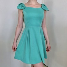 Coquette Francesca’s Mint Tea Party 50s Housewife A-Line Teal Dress Bows Retro