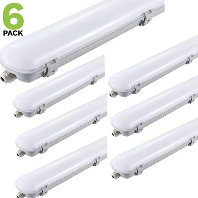 6Pack 4FT LED Vapor Tight Light 40W/50W/60W  Fixture Shop Light for Cold Storage