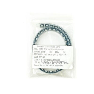 41 pcs Mats 267M1002107K-720 Tantalum Chip Capacitors, 100mf 10V 10%