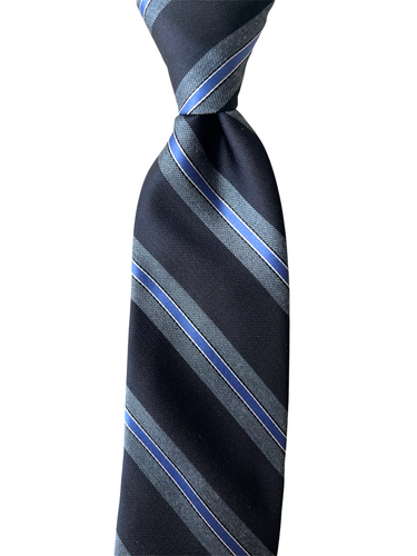 MICHAEL KORS Men's Tie Navy Blue Stripes Silk Blend Classic Repp Necktie - Picture 3 of 12
