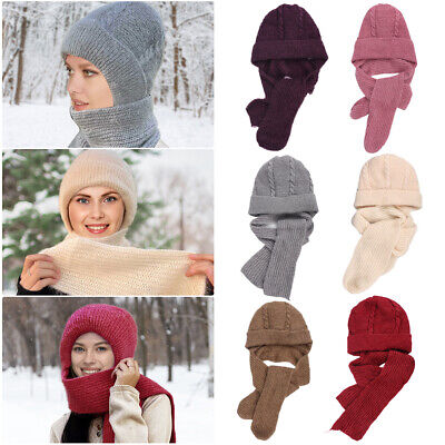 Integrated Ear Protection Windproof Cap Scarf, Knitting Thickening Hat  Winter UK
