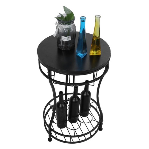 Freestanding Floor Wine Rack Table Bar with Bottle Holder Storage Shelves Home - Picture 8 of 12