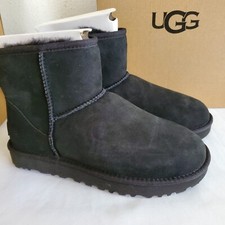 NEW WOMENS SIZE 7 BLACK UGG CLASSIC MINI II SUEDE SHEEPSKIN BOOTS 1016222