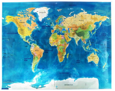 60984 NEW Scratch Off Map Ocean Blue edition Travel Wall Decor Print Poster