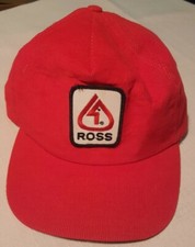Vintage ROSS Red Corduroy SnapBack Trucker Hat Patch Cap Made In USA