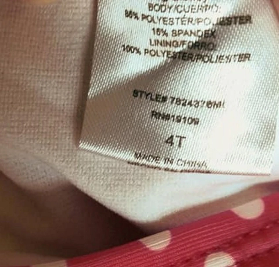 2 piece Disney girls swimsuit Minnie Mouse size 4T red & white polka dots - Image 3 of 3