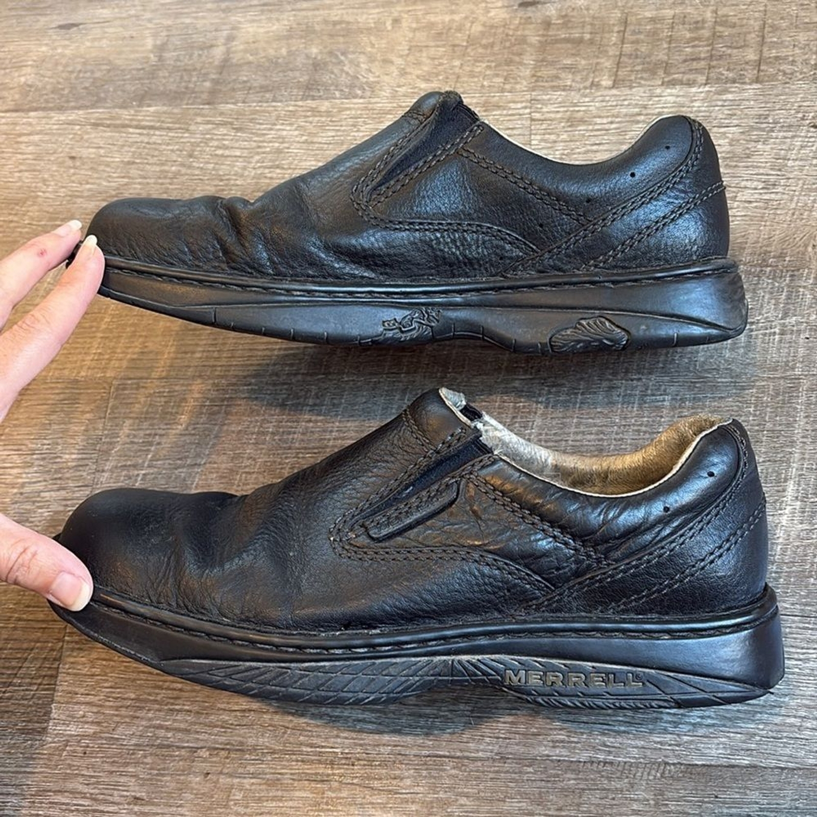 Merrell Mocassino Slip On Uomo 9 Nero Passaporto Mondiale Pelle Ortholite Comfort