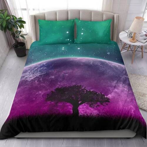 Galaxy Moon Duvet Cover and pillow Covers - Moon Bedding Set - Space Bed Cover