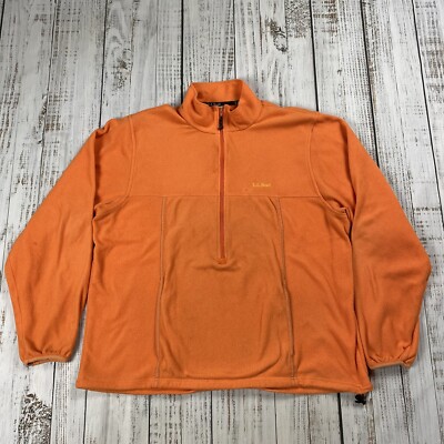VTG LL BEAN MENS 1/2 ZIP ORANGE FLEECE PULLOVER JACKET SWEATER HIKING  OUTDOOR XL