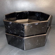 2pc Set Of Black Octagon Bowl 6" Made In france