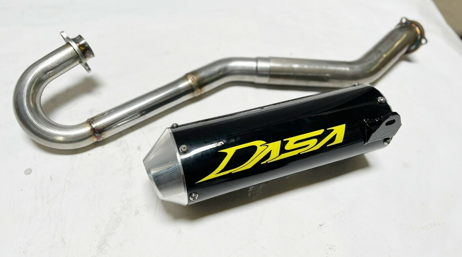DASA Full System Exhaust Pipe Black Canister Yellow Decal Suzuki LTR