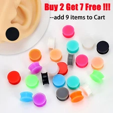 2PCS Solid Silicone Ear Skins Double Flared Saddle Ear Gauges-Soft Ear plugs USA