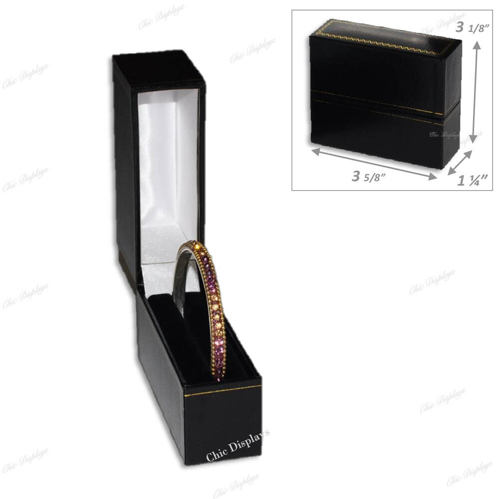 Bangle Bracelet Box Black Bracelet Box Black Jewelry Gift Box Leatherette box-image
