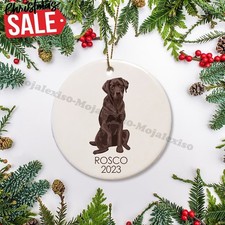 Chocolate Labrador Christmas Ornament, Personalized Dog Ornament, Brown Lab C...