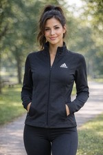 Adidas Climalite Women s Medium Full Zip Performance Jacket Black Athletic Gym