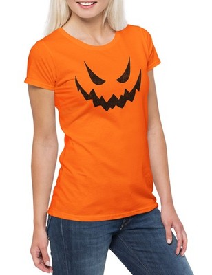 Glowing Halloween Pumpkin II Damen T-Shirt Kürbis Horror Verkleidung glühend