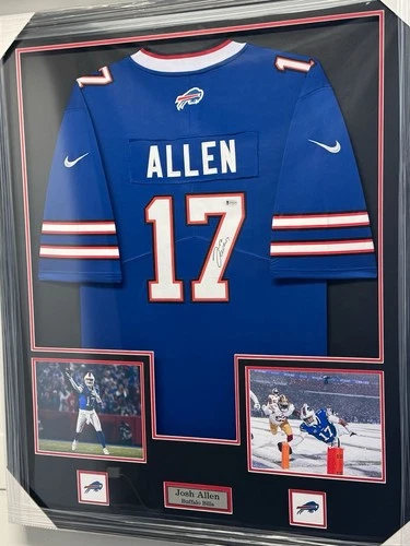 Josh Allen Signed Buffalo Bills Jersey, Custom Framed, COA (Beckett), NFL QB