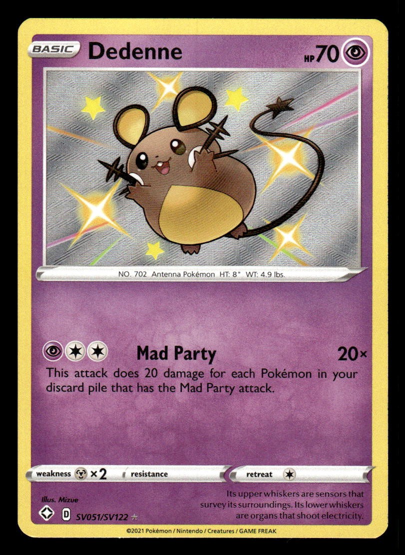 2021 DEDENNE SHINING FATES SHINY VAULT SV051/SV122 ULTRA RARE SHINY HOLO MINT