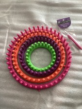 Knit Quick Round Knitting Loom Set of 4 with Pick Tool and Books