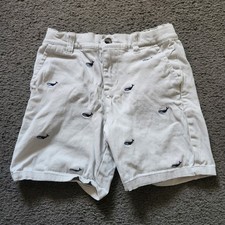 JANIE JACK Kids Shorts Size 7 White Blue Whales Cotton