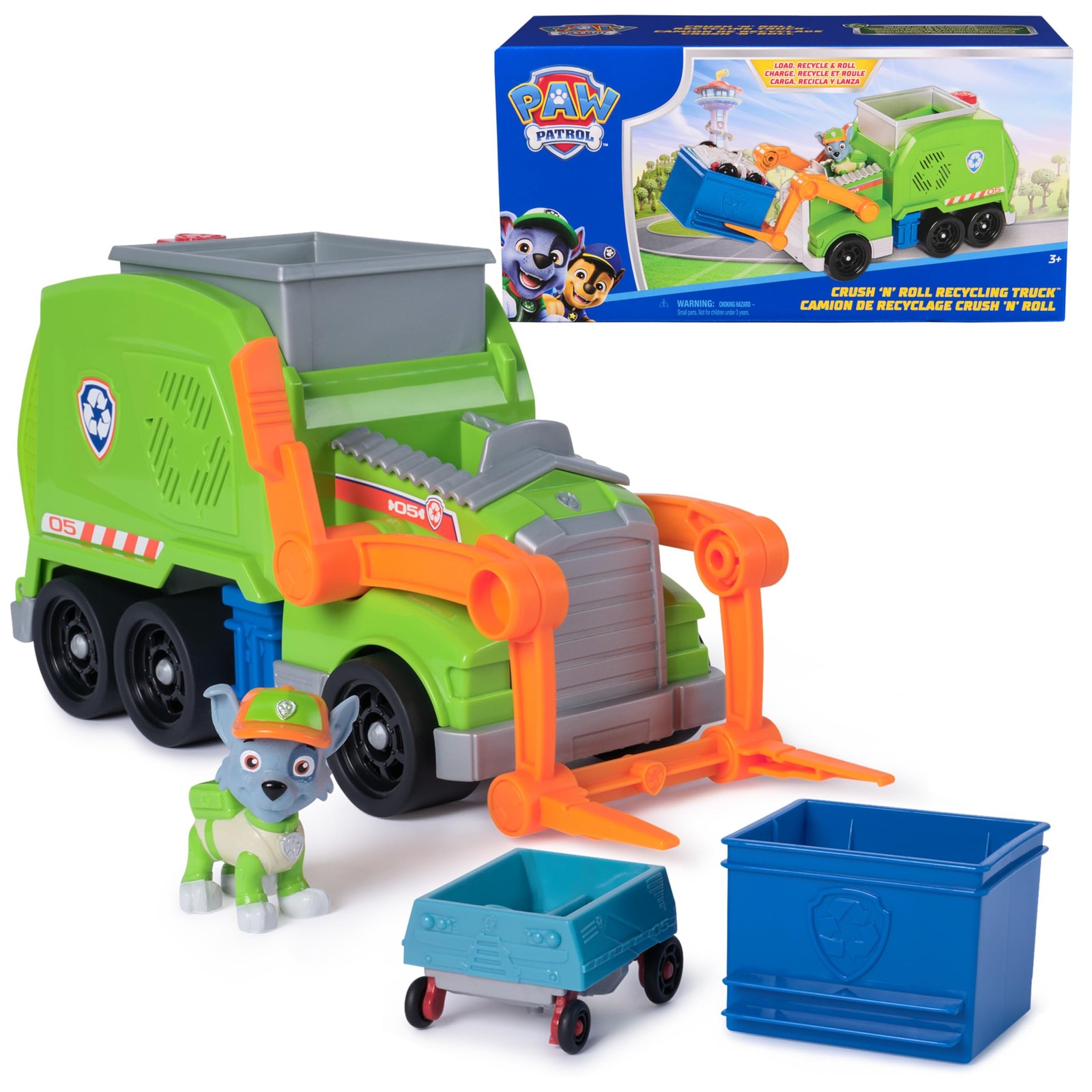 Paw Patrol: Crush N’ Roll Recycling Truck with Rocky Action Figure &