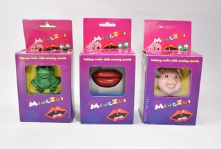 3x MingZui Talking Radio beweglicher Mund Frosch Schwein Lippen OVP Retro