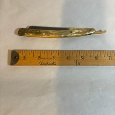 ANTIQUE DUBL DUCK GOLDENEDGE STRAIGHT RAZOR SOLINGEN GERMANY W PEARL DUCK HANDLE