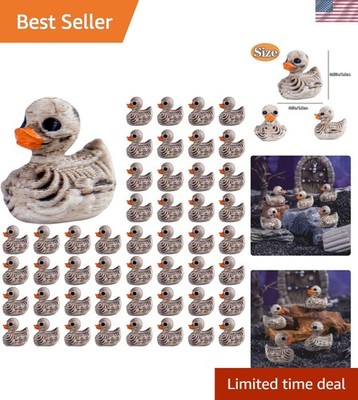 50Pcs Mini Ducks Skeleton Duck Figurines Tiny Ducks to Hide for Halloween Decora