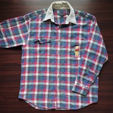 Vintage Disney Winnie The Pooh Embroidered Button Down Flannel Shirt Sz Large