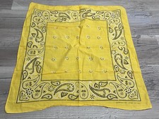 Vintage Fast Color Yellow Paisley Bandana Handkerchief Retro Western Grunge