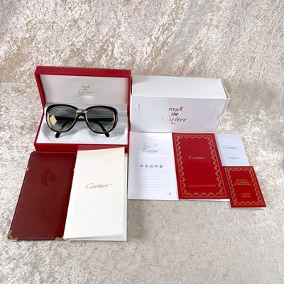 Vintage Cartier Sunglasses Conquete Black & Gold 51-17-130 w  display picture 3