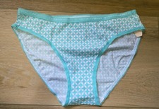 NWT Vintage Victoria's Secret Aqua Signature Waistband Cotton Bikini Panties S