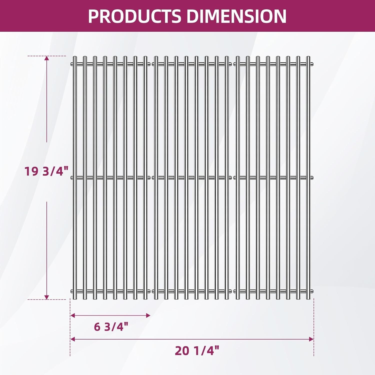 S6505A (3-Pack) 19 3/4" Stainless Steel Cooking Grid Grates for Chargriller 3...