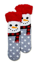 SNOWMAN Merry and Bright Christmas Holiday Womens Size 4-10 SLIPPER SOCKS - NEW