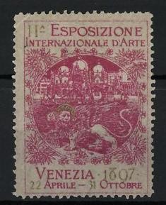 Reklamemarke Venedig, II Esposizione Internazionale d´Arte 1907, Löwe von San M 
