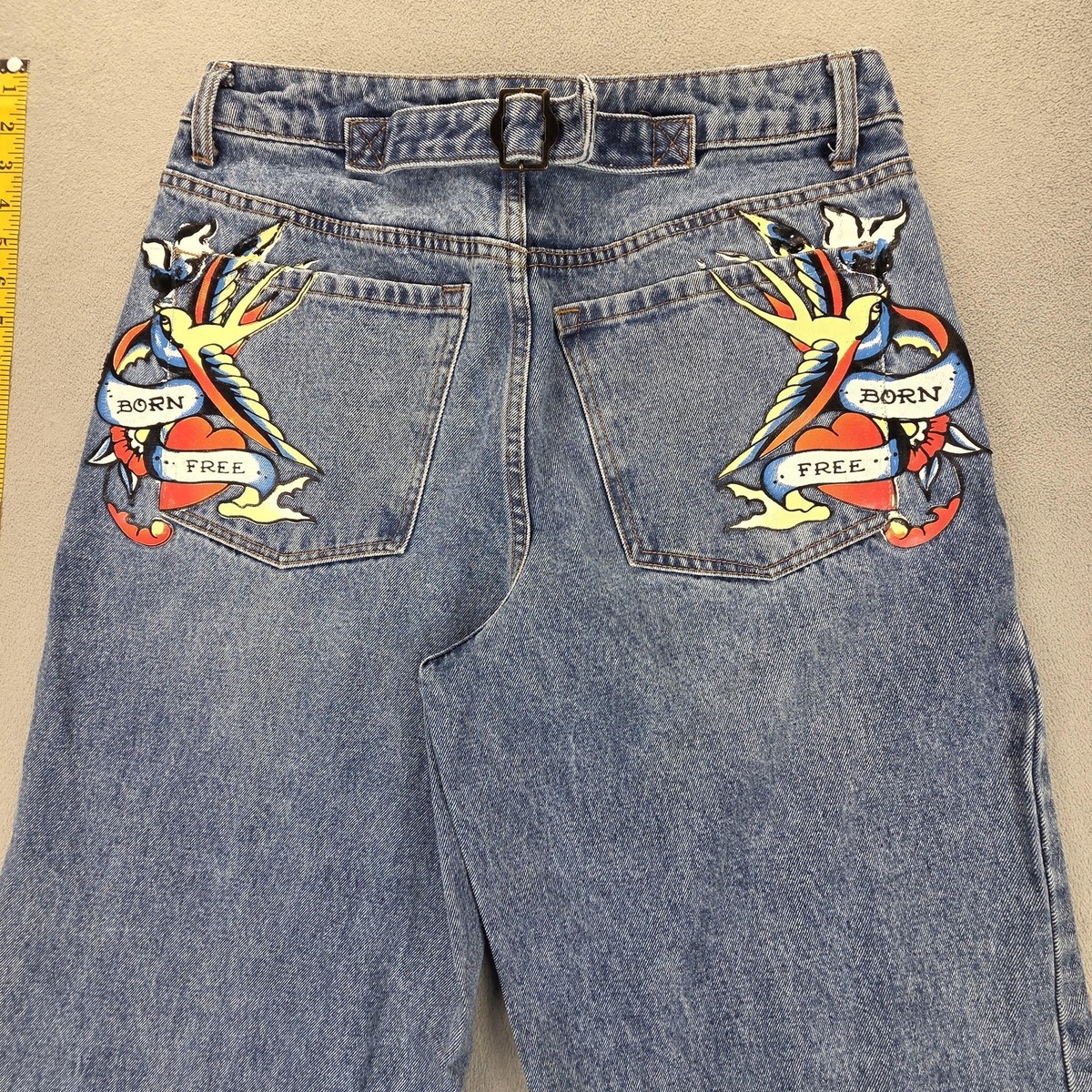 Ed Hardy Jeans Womens 30x32 Blue Wide Leg Baggy Skater Y2K Hip Hop