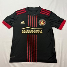 Adidas Soccer Jersey Kids S Black Atlanta United FC Aeroready Striped